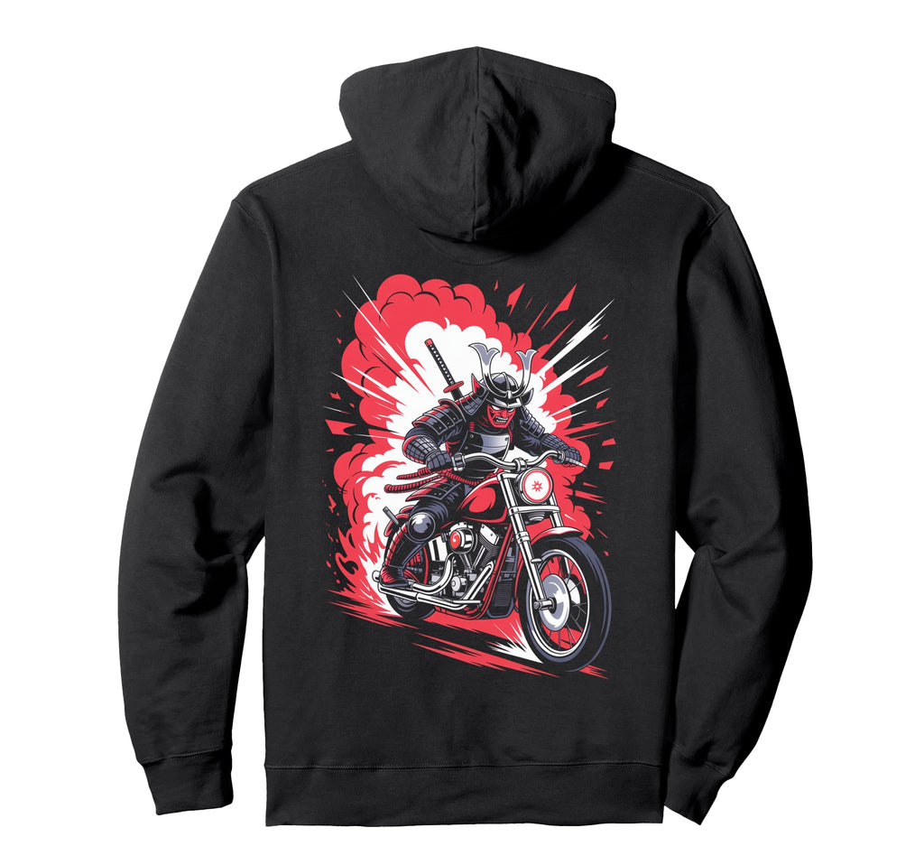 Samurai Biker Riding Motorcycle Outfit Hoodie - Minimalist Print Unisex - T-Shirt, Sweatshirt, Hoodie