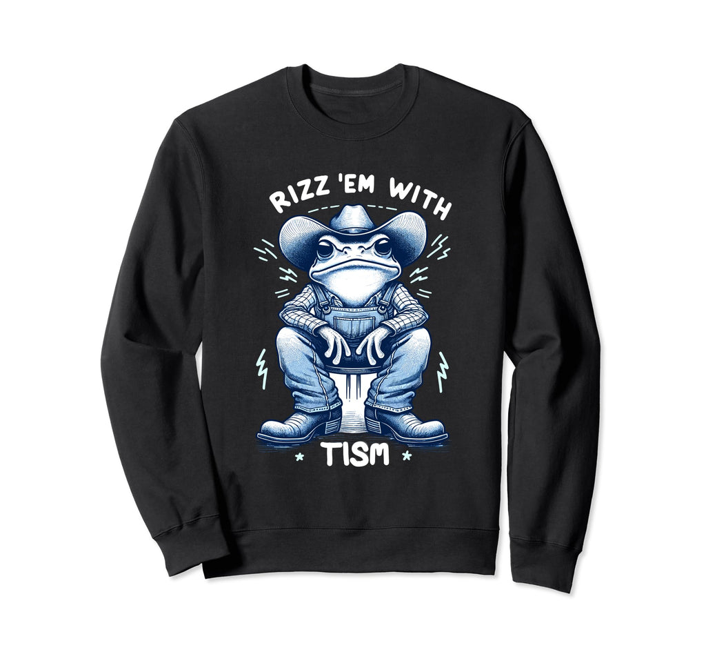 Rizz Em Tism Country Western Frog Sweatshirt - Graphic Print for Adults - T-Shirt, Sweatshirt, Hoodie