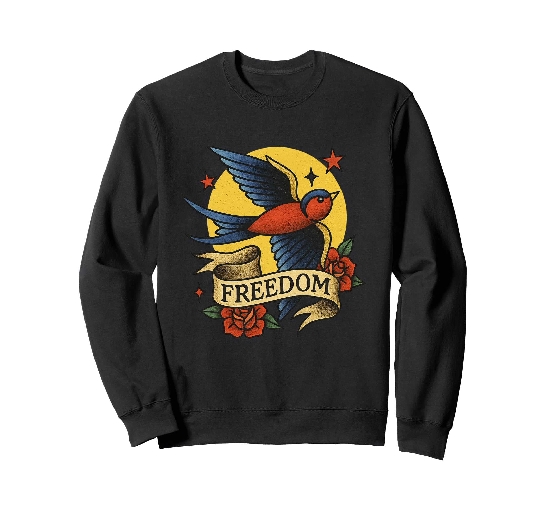 Swallow Freedom Old School Tattoo Sweatshirt - Unique Graphic Unisex - T-Shirt, Sweatshirt, Hoodie