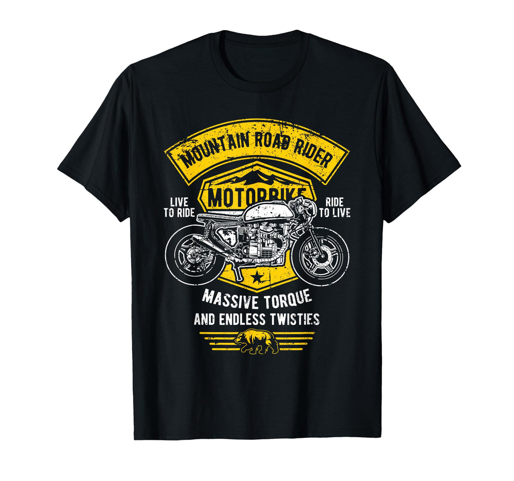 Mountain Road Rider Motorcycle Distressed T-Shirt - Trendy Graphic Unisex - T-Shirt, Sweatshirt, Hoodie