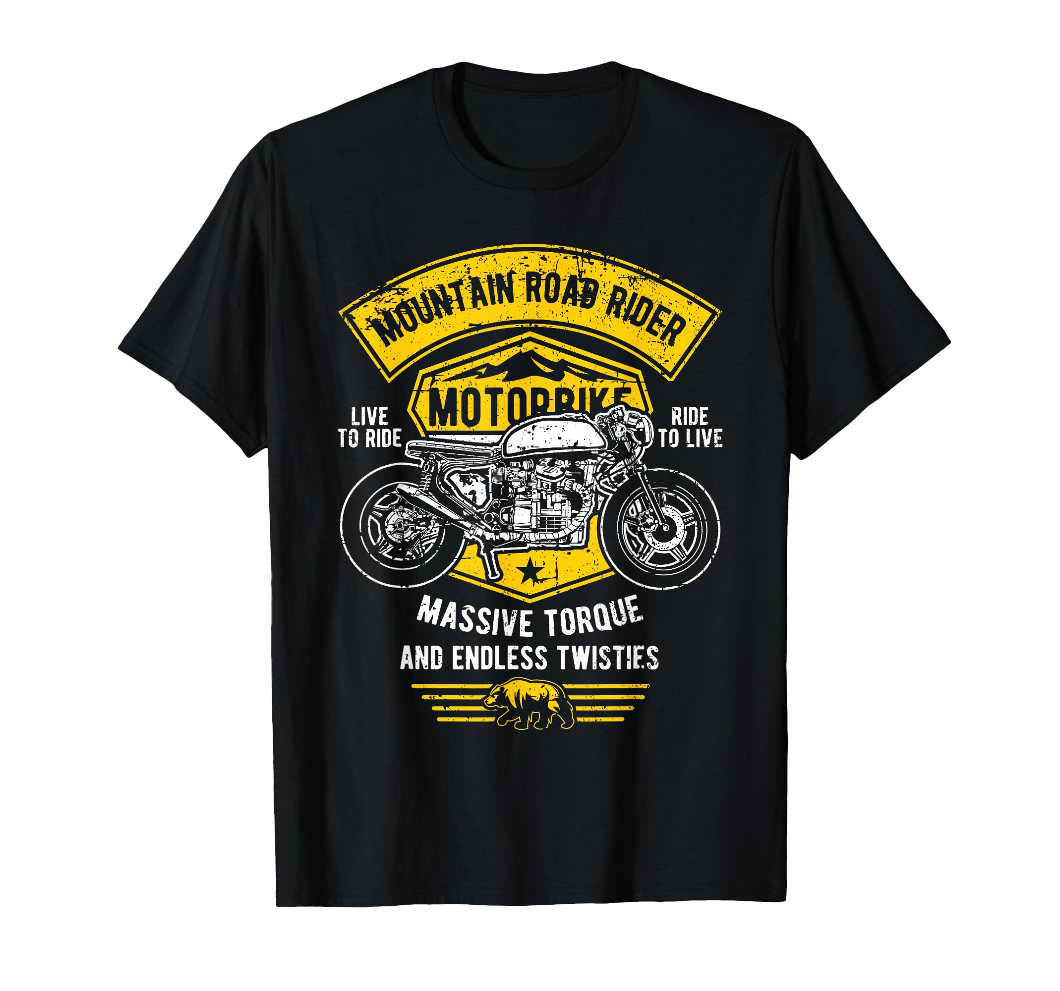 Mountain Road Rider Motorcycle Distressed T-Shirt - Trendy Graphic Unisex - T-Shirt, Sweatshirt, Hoodie