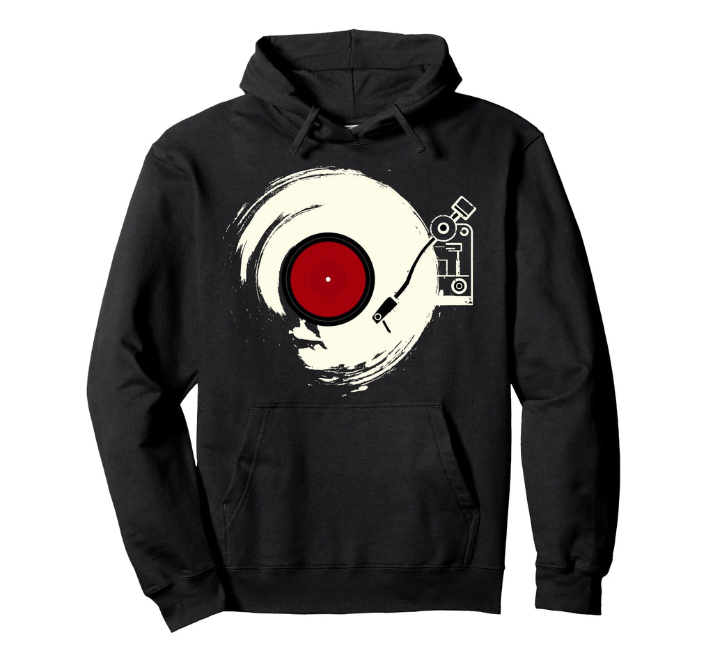 Vinyl Record Player Funny Sketch Hoodie - Streetwear Style for Adults - T-Shirt, Sweatshirt, Hoodie