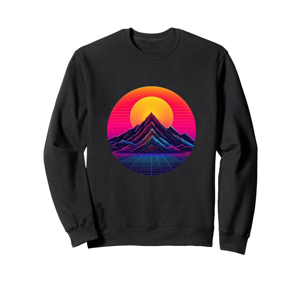 80S Sunset And Mountain Synthwave Sweatshirt - Aesthetic Graphic Unisex - T-Shirt, Sweatshirt, Hoodie
