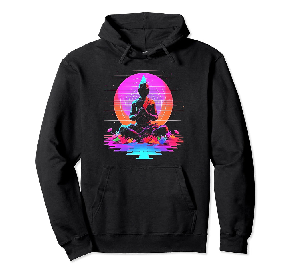 Synthwave Alien Buddha Cyberpunk Hoodie - Casual Everyday Wear Men Women - T-Shirt, Sweatshirt, Hoodie