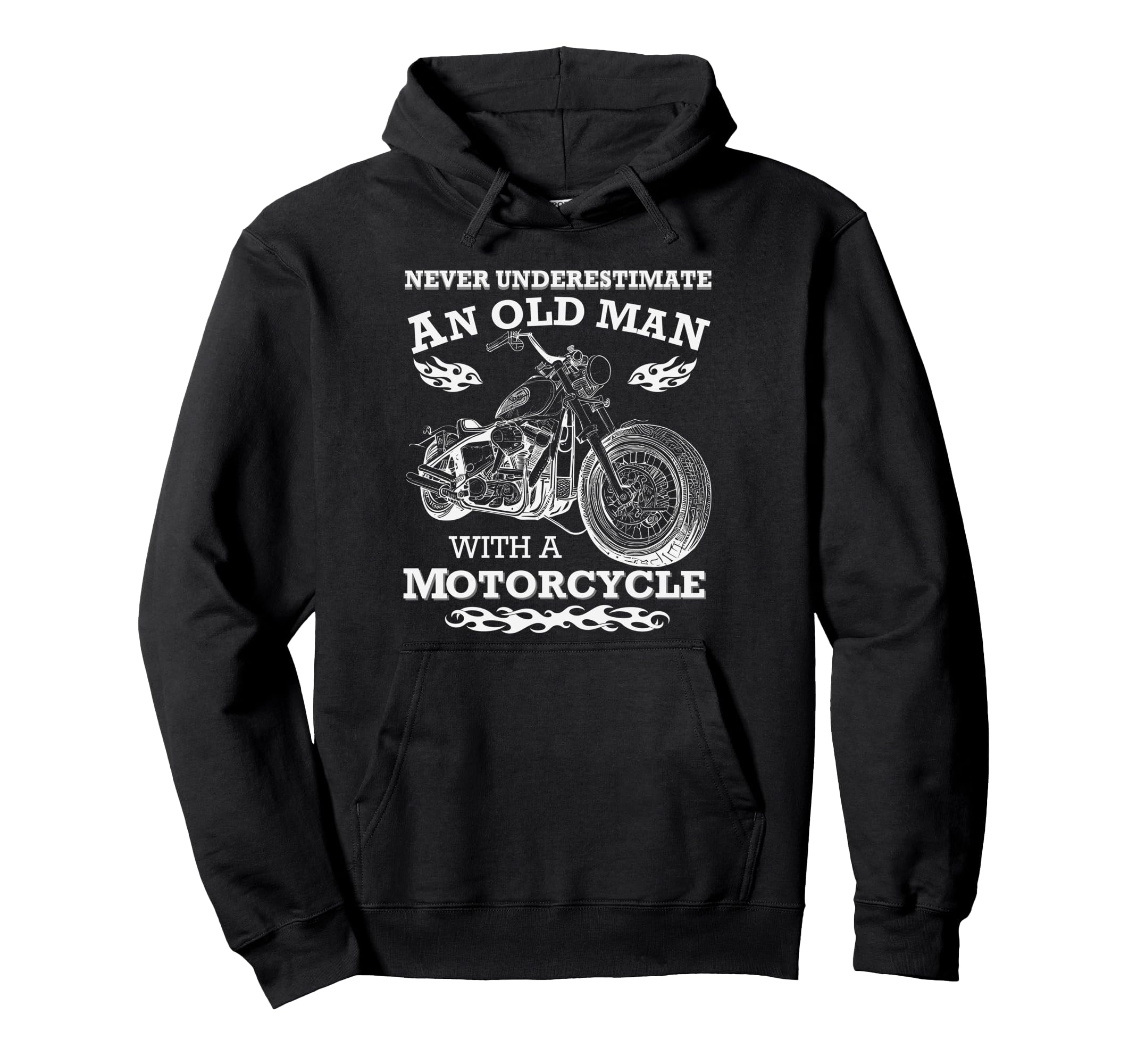 Never Underestimate Old Motorcycle Hoodie - Aesthetic Graphic for Adults - T-Shirt, Sweatshirt, Hoodie