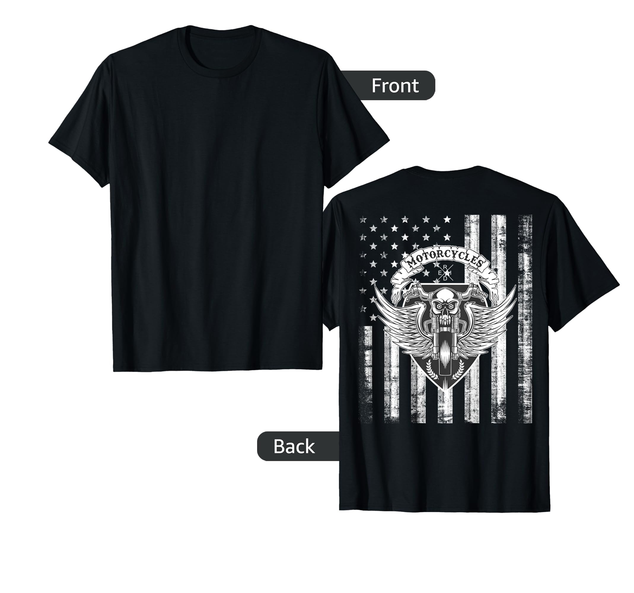 Biker Motorcycle Skull Distressed T-Shirt - Casual Everyday Wear Men Women - T-Shirt, Sweatshirt, Hoodie