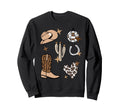 Cowboy Hat Boot Disco Ball Pattern Sweatshirt - Trendy Graphic Unisex - T-Shirt, Sweatshirt, Hoodie