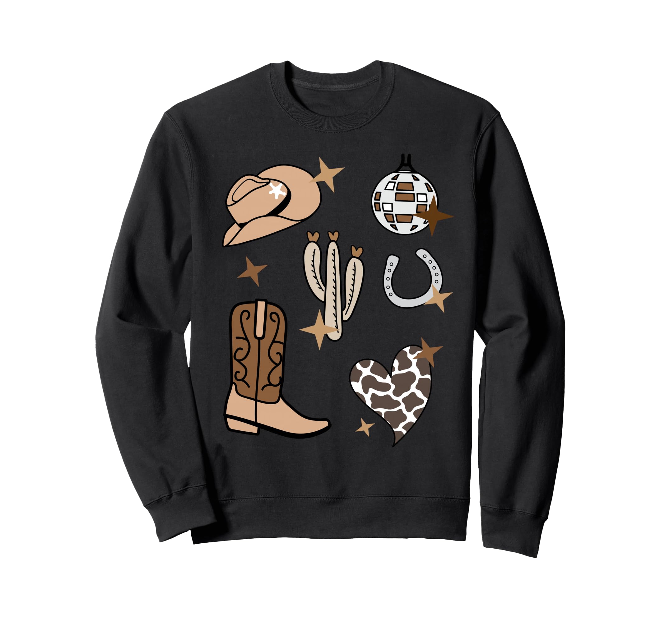 Cowboy Hat Boot Disco Ball Pattern Sweatshirt - Trendy Graphic Unisex - T-Shirt, Sweatshirt, Hoodie