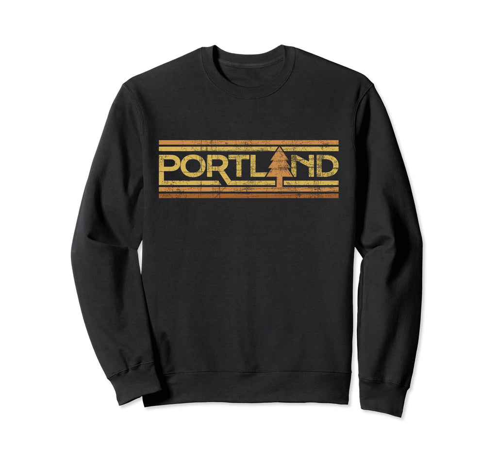 Portland Oregon Pine Distressed Sweatshirt - Minimalist Print Men Women - T-Shirt, Sweatshirt, Hoodie