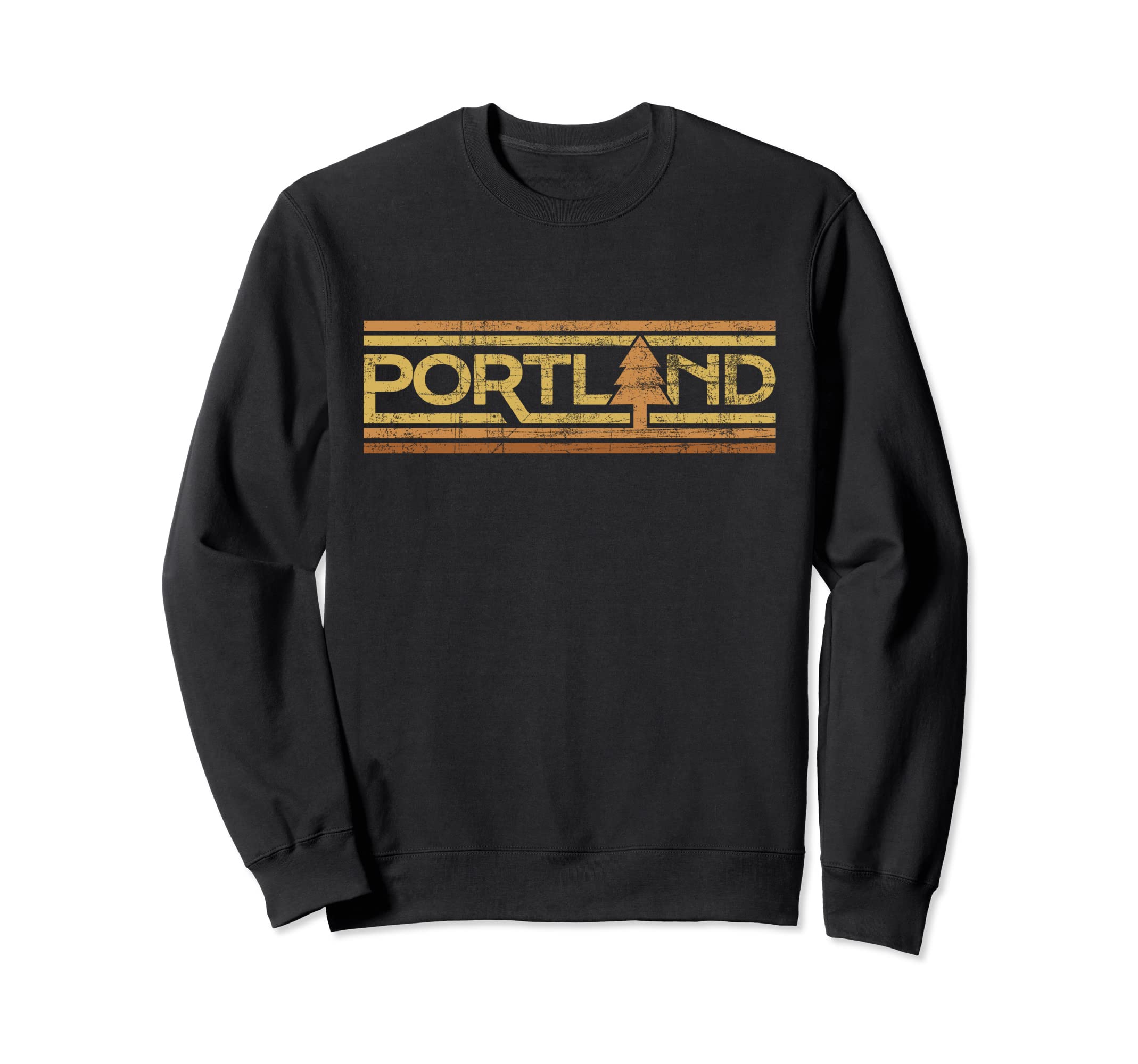 Portland Oregon Pine Distressed Sweatshirt - Minimalist Print Men Women - T-Shirt, Sweatshirt, Hoodie