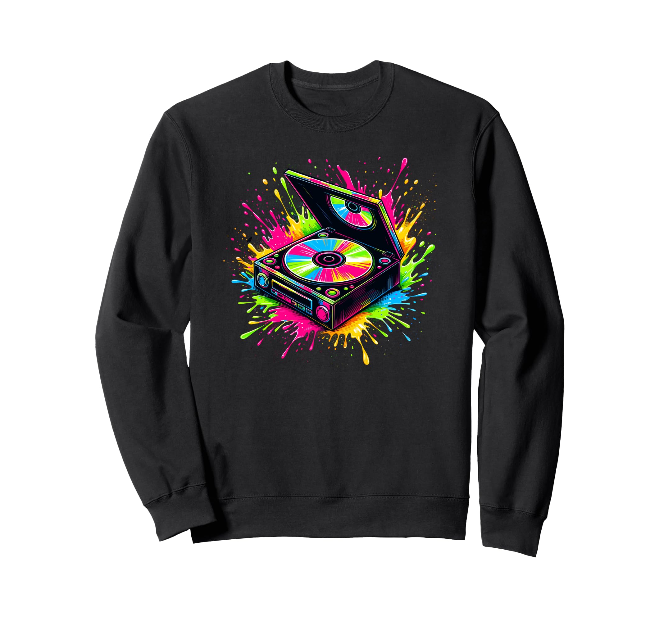 Splash Art Vinyl Record Player Sweatshirt - Custom Art Print Men Women - T-Shirt, Sweatshirt, Hoodie