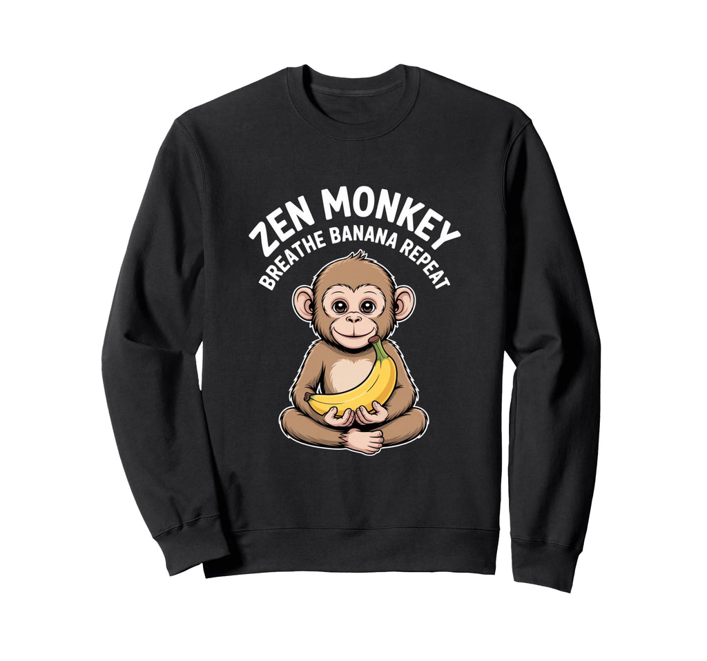 Zen Monkey Breathe Banana Repeat Sweatshirt - Minimalist Print Unisex - T-Shirt, Sweatshirt, Hoodie