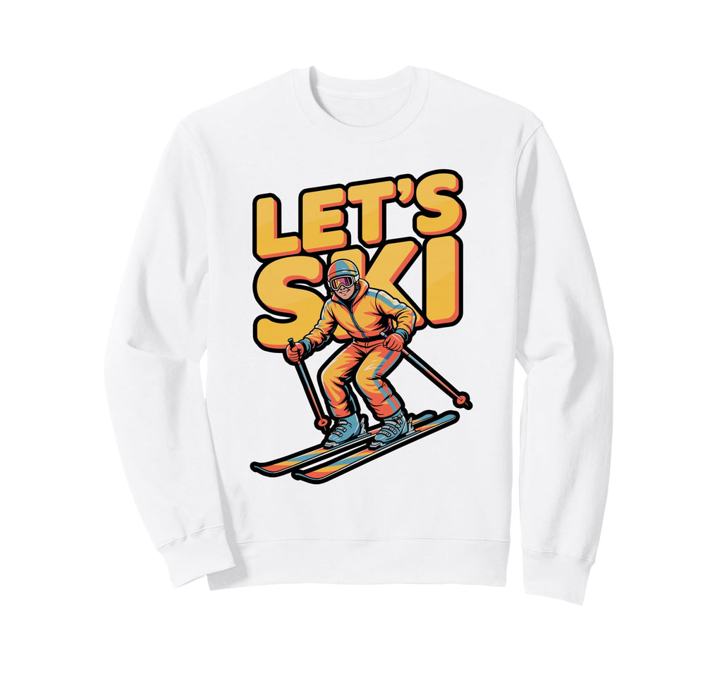 Lets Ski Gradient Mountain Skier Sweatshirt - Custom Art Print Unisex - T-Shirt, Sweatshirt, Hoodie