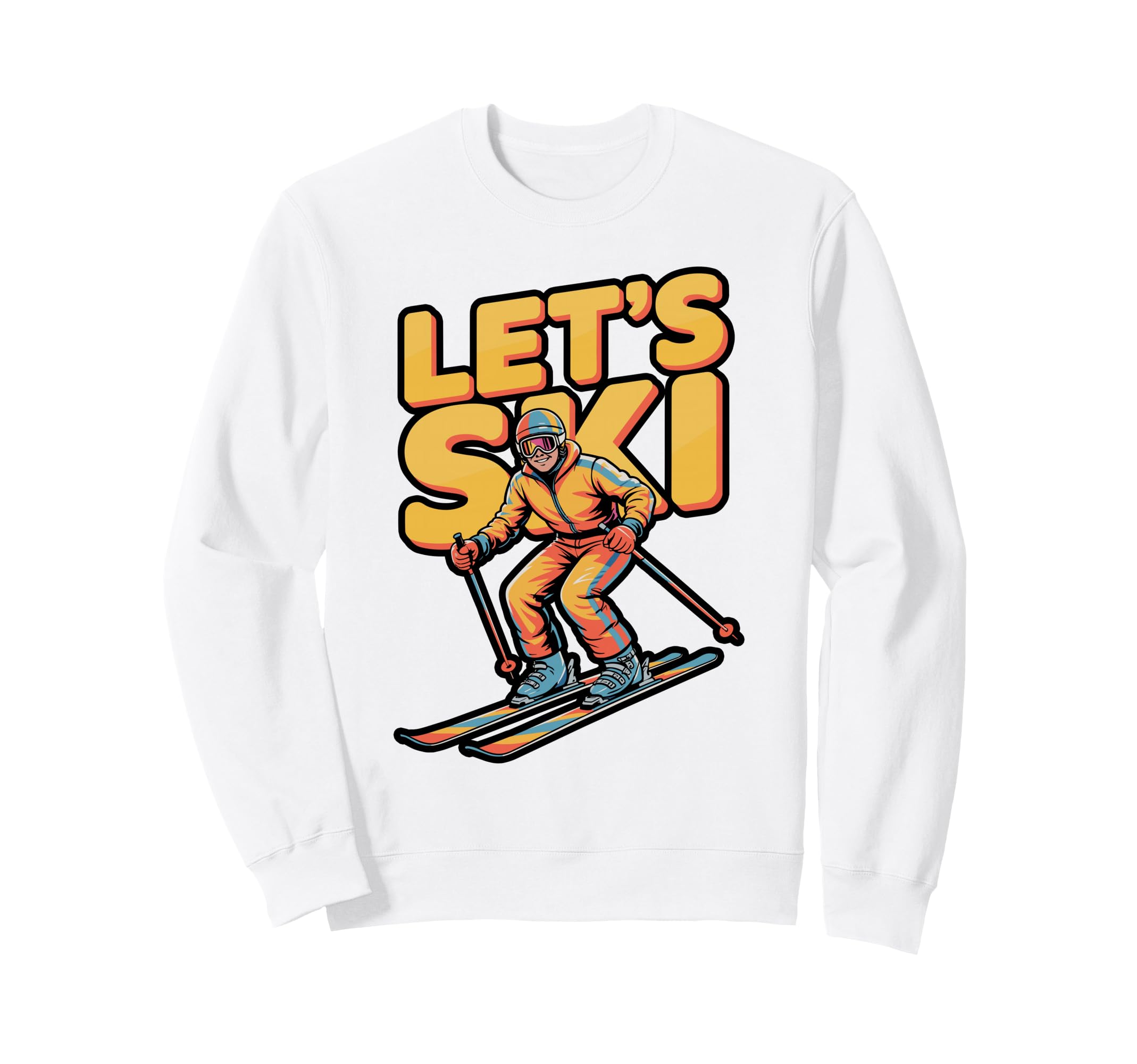 Lets Ski Gradient Mountain Skier Sweatshirt - Custom Art Print Unisex - T-Shirt, Sweatshirt, Hoodie