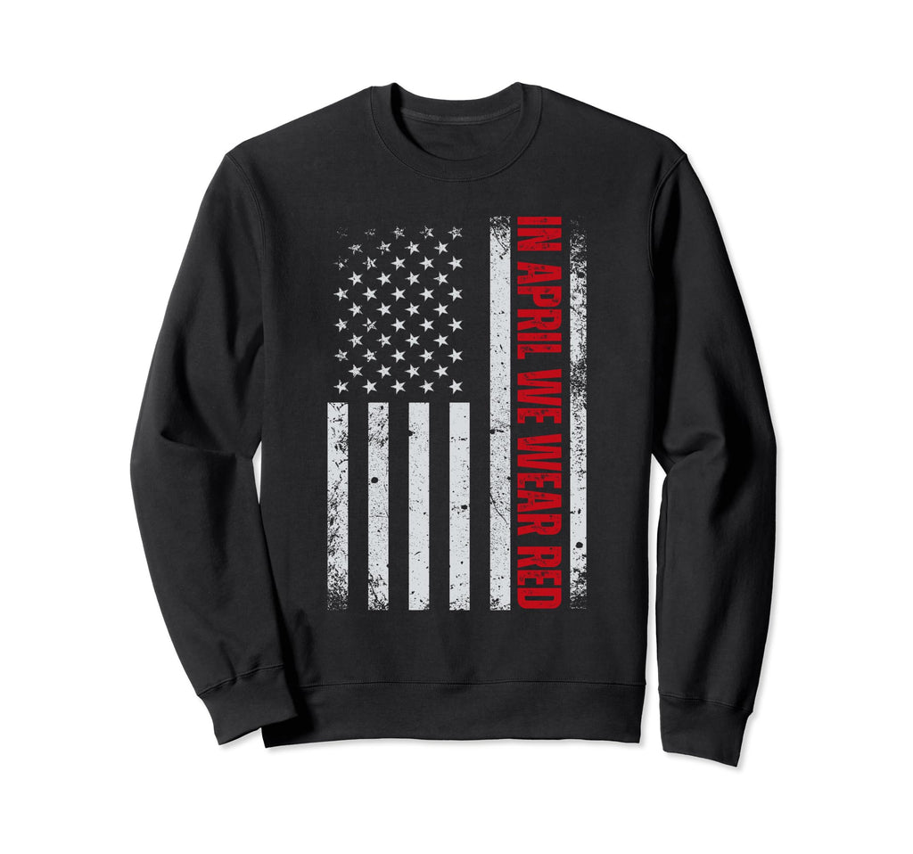 April We Wear Red Autism Awareness Sweatshirt - Graphic Print for Adults - T-Shirt, Sweatshirt, Hoodie