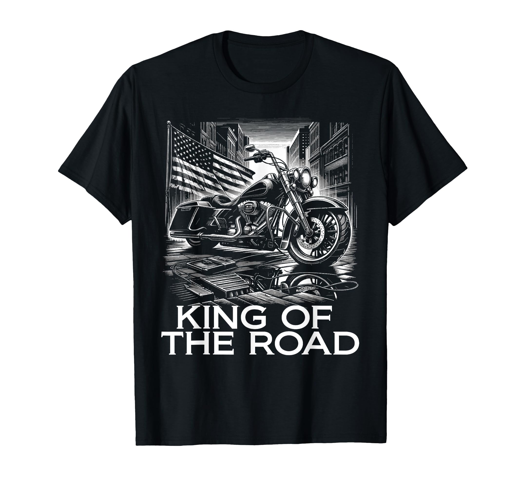 King Road Motorcycles American Flag T-Shirt - Graphic Print Unisex - T-Shirt, Sweatshirt, Hoodie