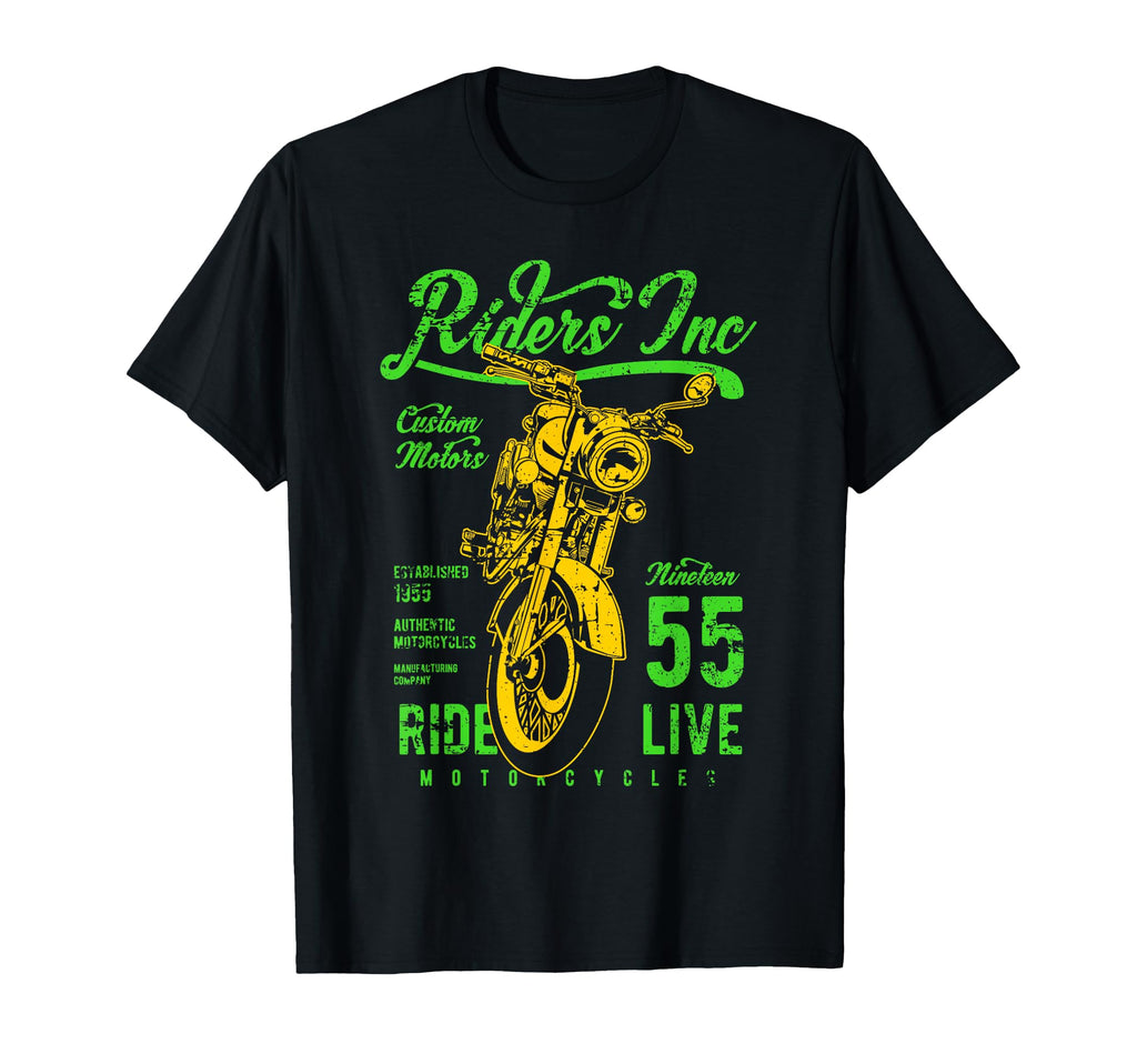 Riders Inc 1955 Motorcycle Distressed T-Shirt - Minimalist Print for Adults - T-Shirt, Sweatshirt, Hoodie