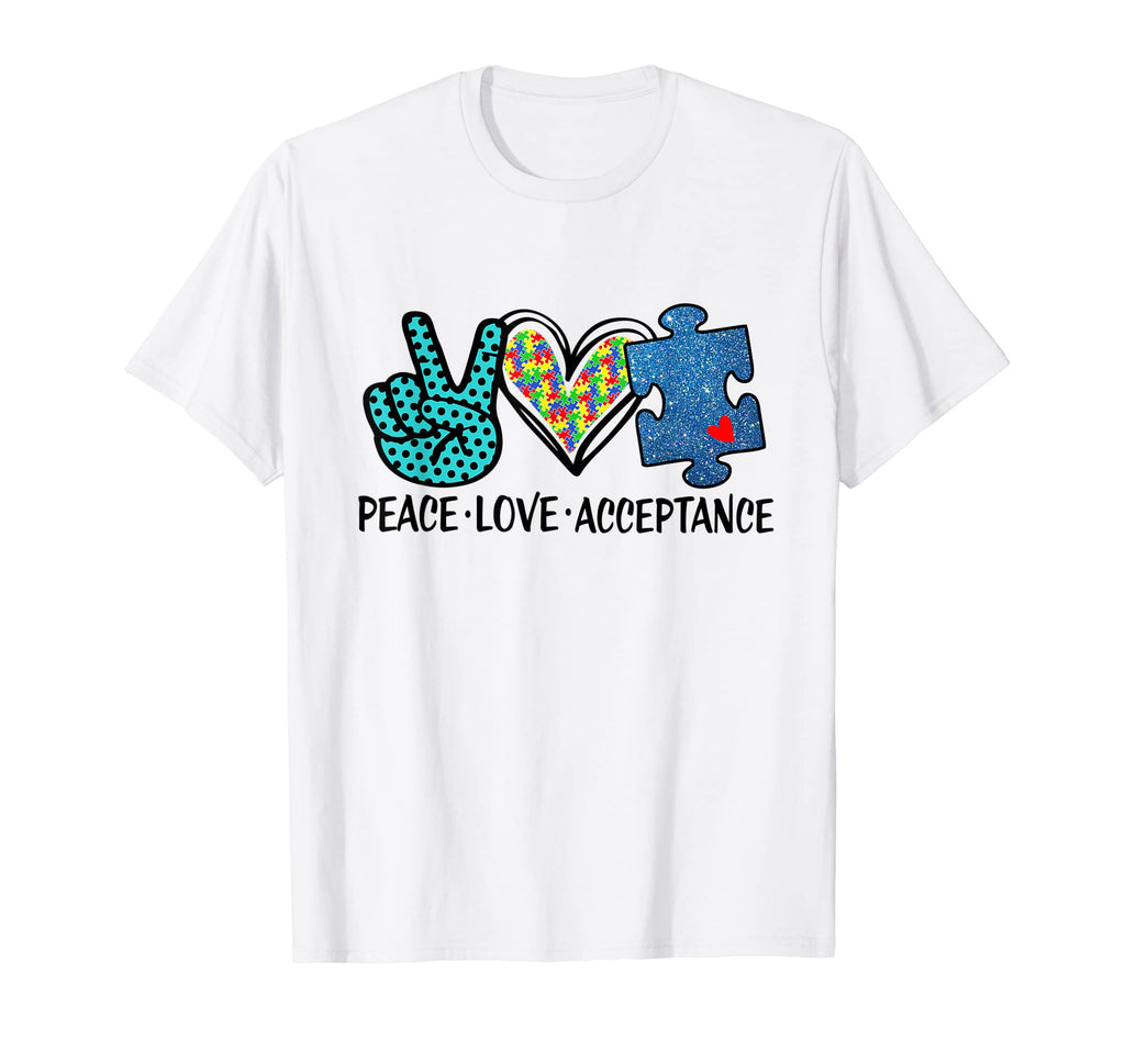 Heart Peace Love Acceptance Autism T-Shirt - Fun Novelty Design for Adults - T-Shirt, Sweatshirt, Hoodie