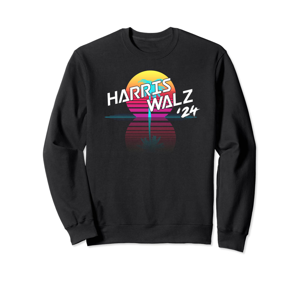 Harris Walz 24 Synthwave Outrun 80S Sweatshirt - Graphic Print for Adults - T-Shirt, Sweatshirt, Hoodie