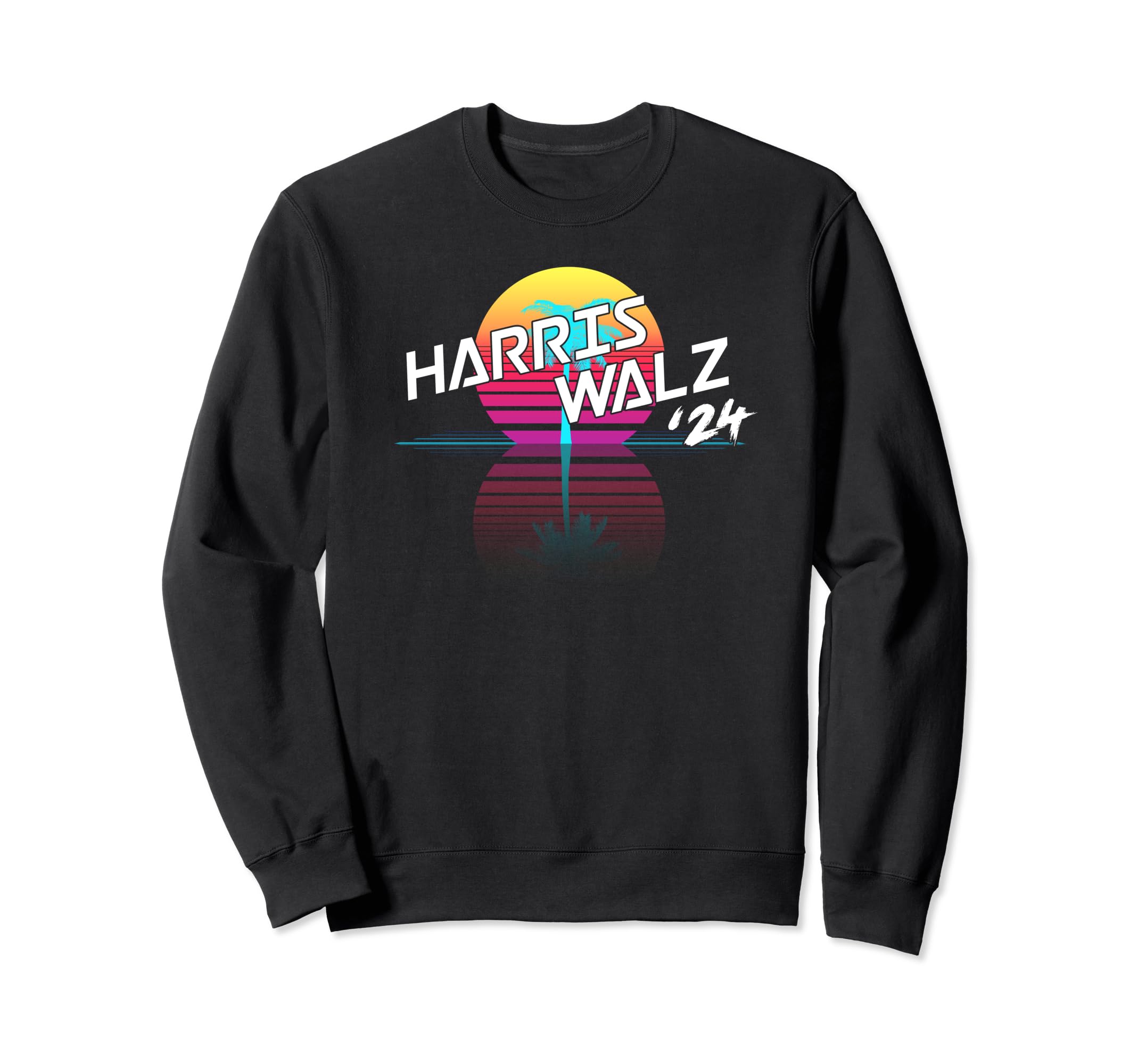 Harris Walz 24 Synthwave Outrun 80S Sweatshirt - Graphic Print for Adults - T-Shirt, Sweatshirt, Hoodie