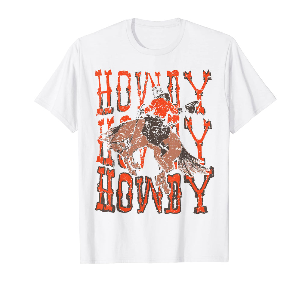 Rodeo White Howdy Western Cowboy Hat T-Shirt - Novelty Apparel Men Women - T-Shirt, Sweatshirt, Hoodie