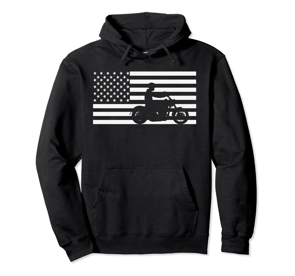 Patriotic Motorcycle American Us Flag Hoodie - Trendy Graphic for Adults - T-Shirt, Sweatshirt, Hoodie