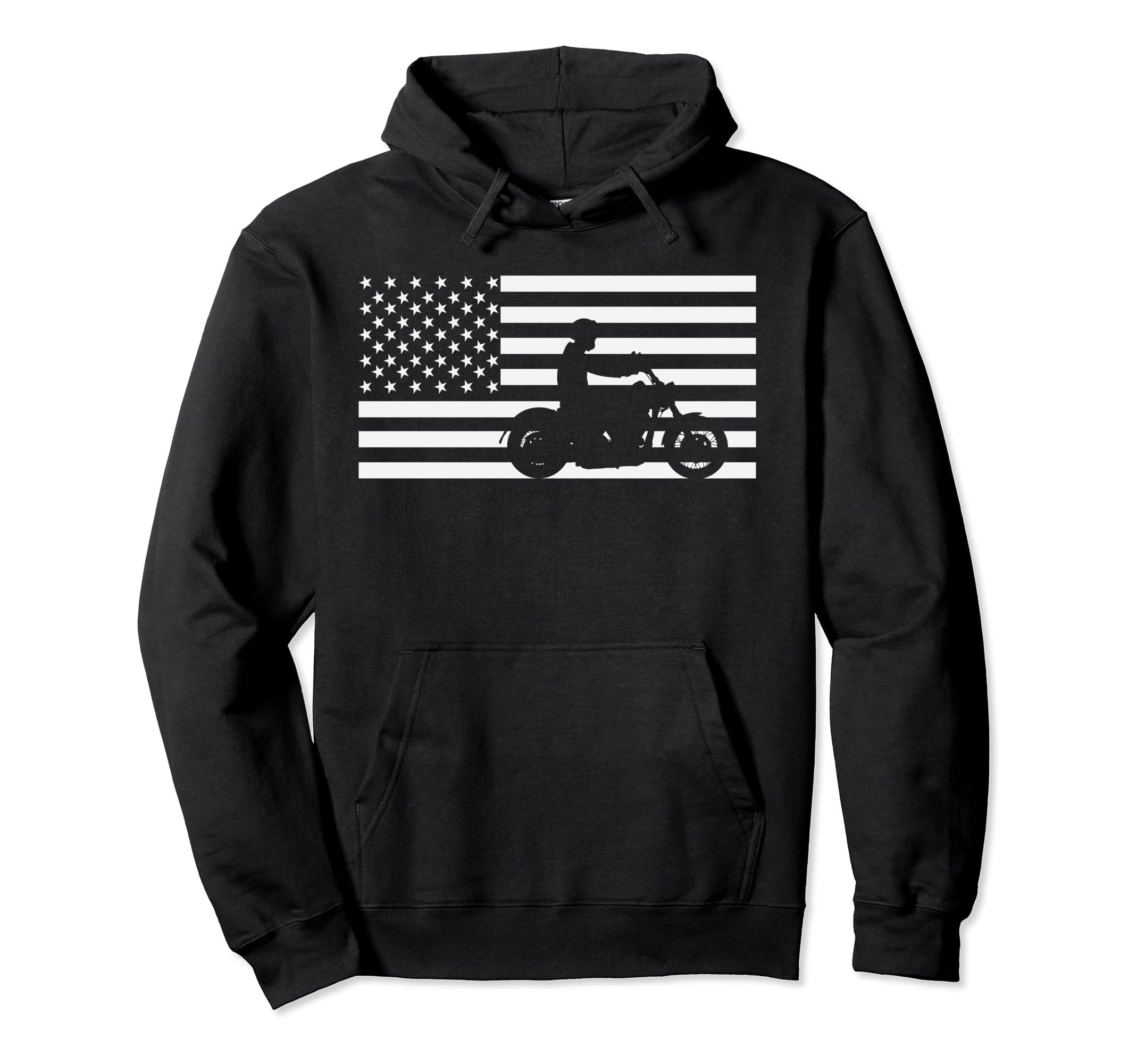 Patriotic Motorcycle American Us Flag Hoodie - Trendy Graphic for Adults - T-Shirt, Sweatshirt, Hoodie