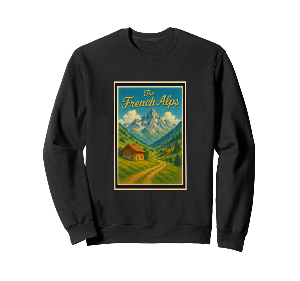 French Alps France 50S Travel Art Sweatshirt - Minimalist Print Men Women - T-Shirt, Sweatshirt, Hoodie