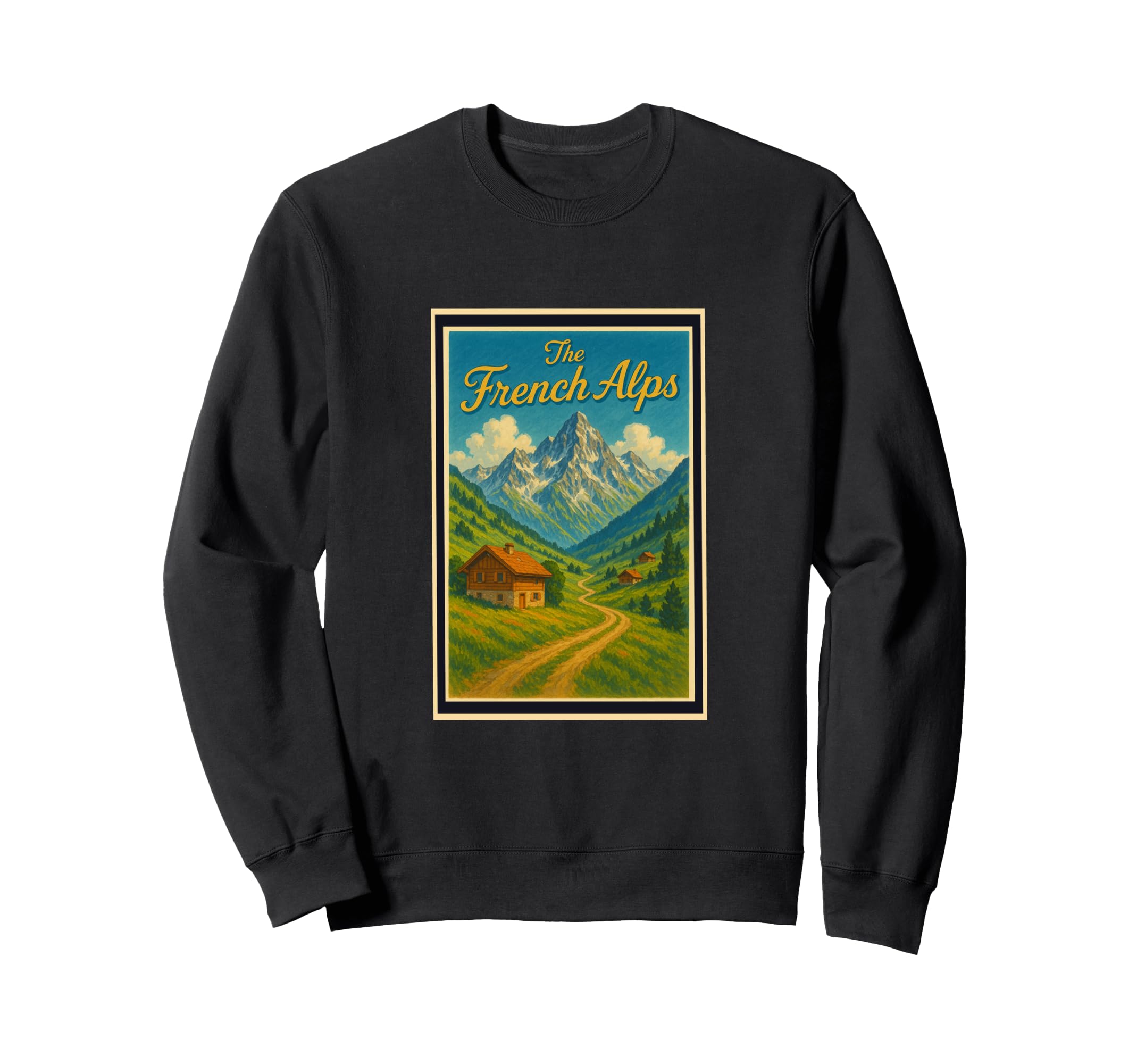 French Alps France 50S Travel Art Sweatshirt - Minimalist Print Men Women - T-Shirt, Sweatshirt, Hoodie