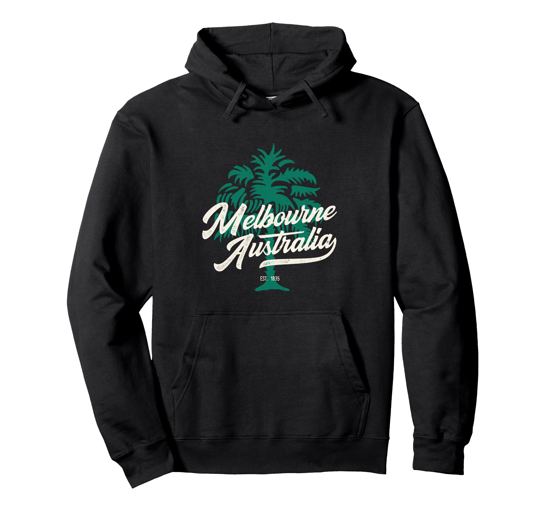 Palm Tree Typography Melbourne Australia Hoodie - Aesthetic Graphic Unisex - T-Shirt, Sweatshirt, Hoodie