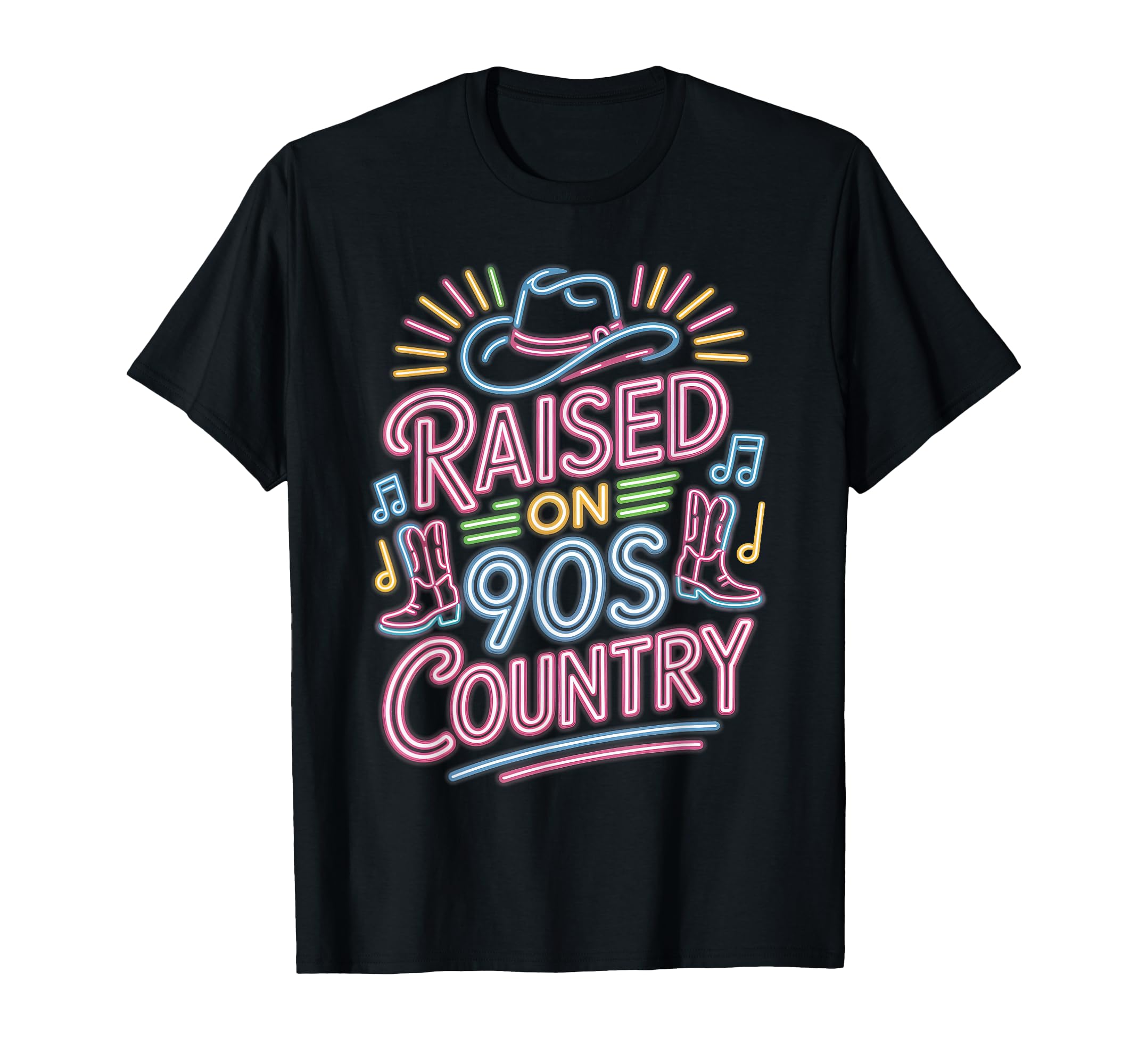 Western Cowboy Hat Boots Raised 90S T-Shirt - Fun Novelty Design Men Women - T-Shirt, Sweatshirt, Hoodie