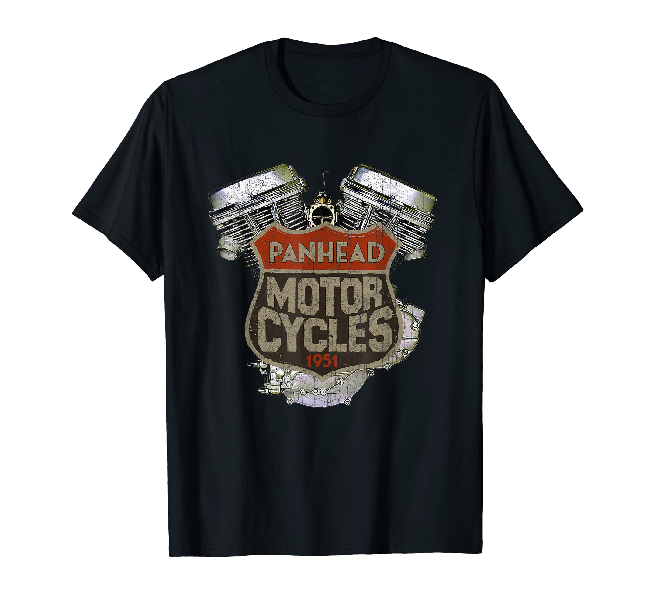 1951 Panhead Motorcycle Distressed T-Shirt - Aesthetic Graphic Unisex - T-Shirt, Sweatshirt, Hoodie
