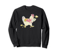 Floral Patchwork Pattern Chicken Sweatshirt - Graphic Print for Adults - T-Shirt, Sweatshirt, Hoodie
