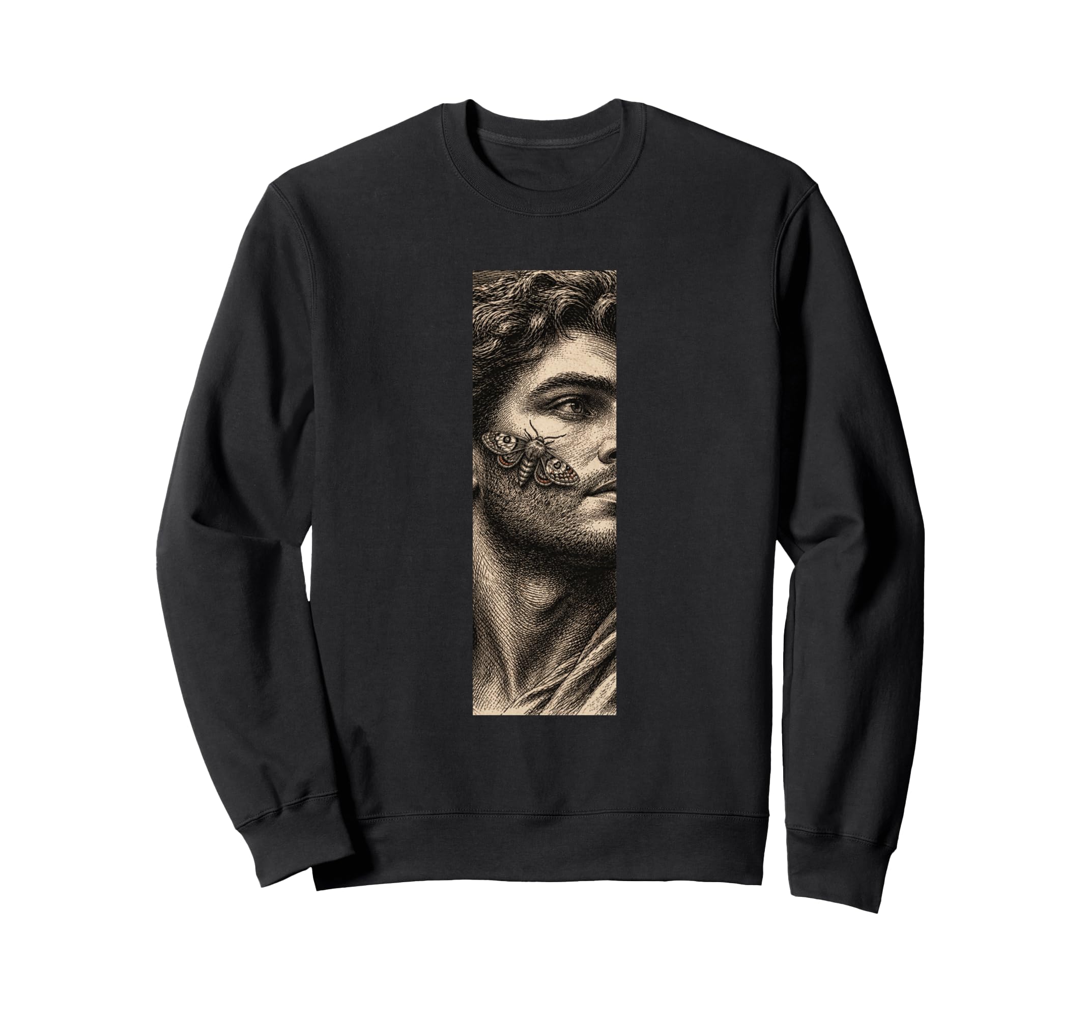 Moth Portrait Sketch Engraving Art Sweatshirt - Streetwear Style for Adults - T-Shirt, Sweatshirt, Hoodie