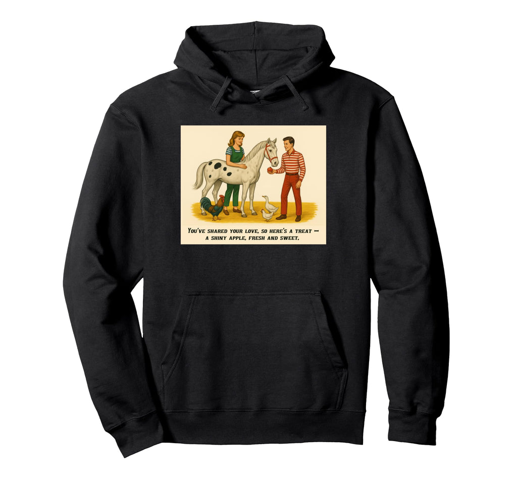 1960S Young Couple Love Pony And Animals Hoodie - Graphic Print Unisex - T-Shirt, Sweatshirt, Hoodie