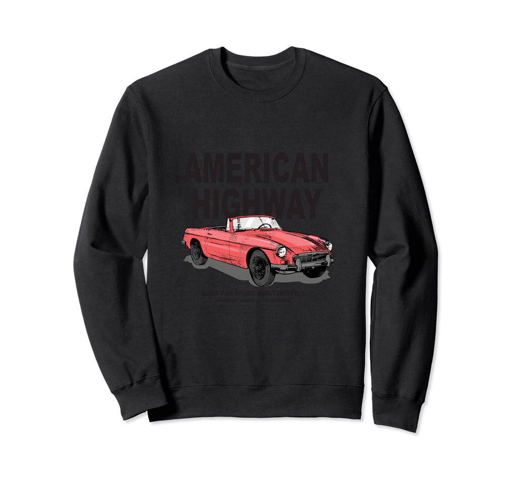 Car Fanatic Red Car American Sweatshirt - Novelty Apparel for Adults - T-Shirt, Sweatshirt, Hoodie