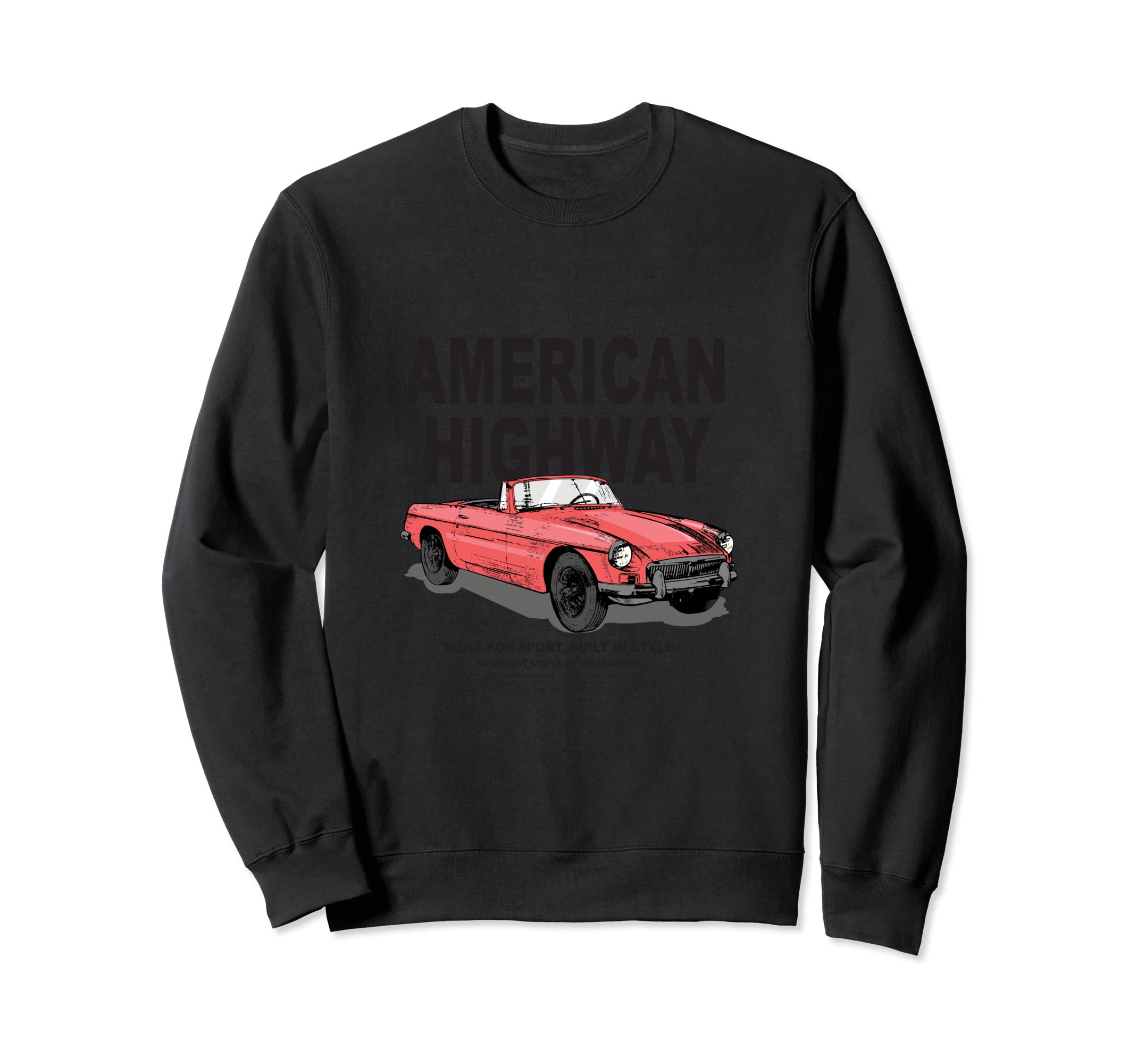 Car Fanatic Red Car American Sweatshirt - Novelty Apparel for Adults - T-Shirt, Sweatshirt, Hoodie