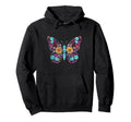 Floral Butterfly Flowers Botany Nature Hoodie - Trendy Graphic Unisex - T-Shirt, Sweatshirt, Hoodie