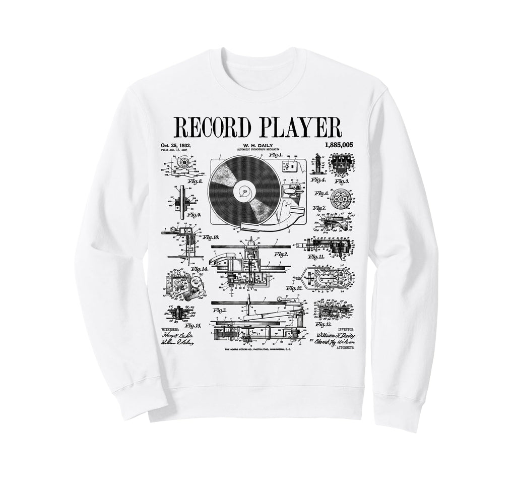 Vinyl Record Player Patent Dj Sweatshirt - Casual Everyday Wear for Adults - T-Shirt, Sweatshirt, Hoodie
