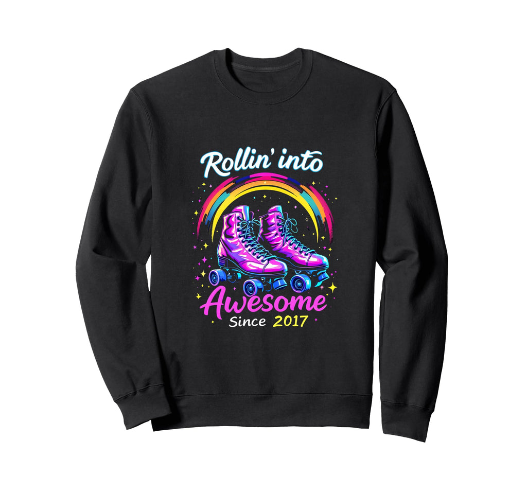 Vibes Rollin Into Awesome Since 2017 Sweatshirt - Aesthetic Graphic Unisex - T-Shirt, Sweatshirt, Hoodie