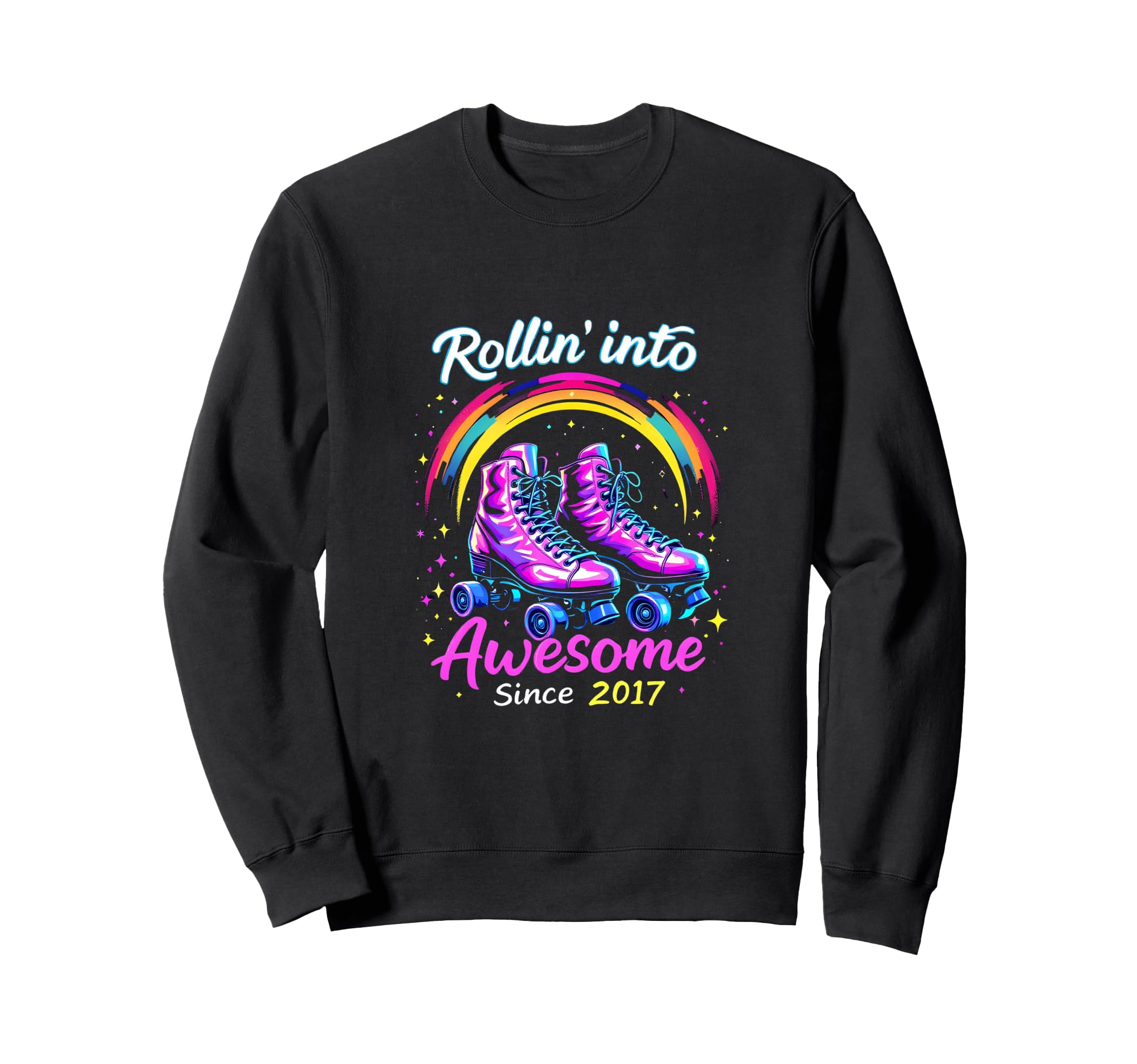 Vibes Rollin Into Awesome Since 2017 Sweatshirt - Aesthetic Graphic Unisex - T-Shirt, Sweatshirt, Hoodie