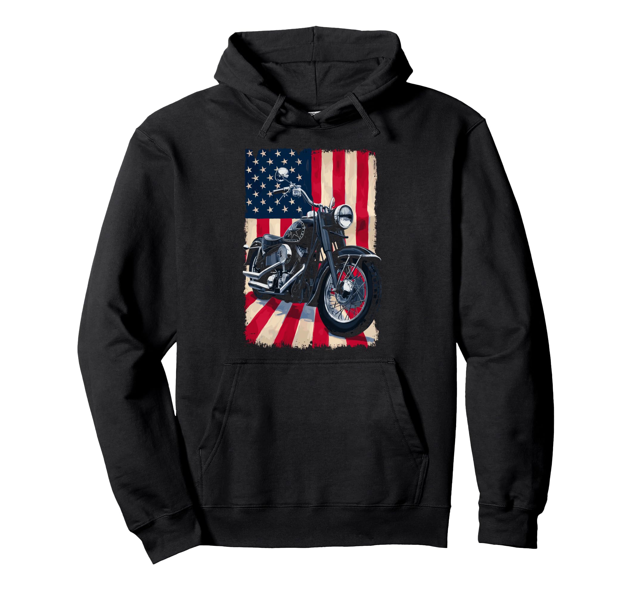 Patriotic Motorcycle Usa Flag Hoodie - Casual Everyday Wear for Adults - T-Shirt, Sweatshirt, Hoodie
