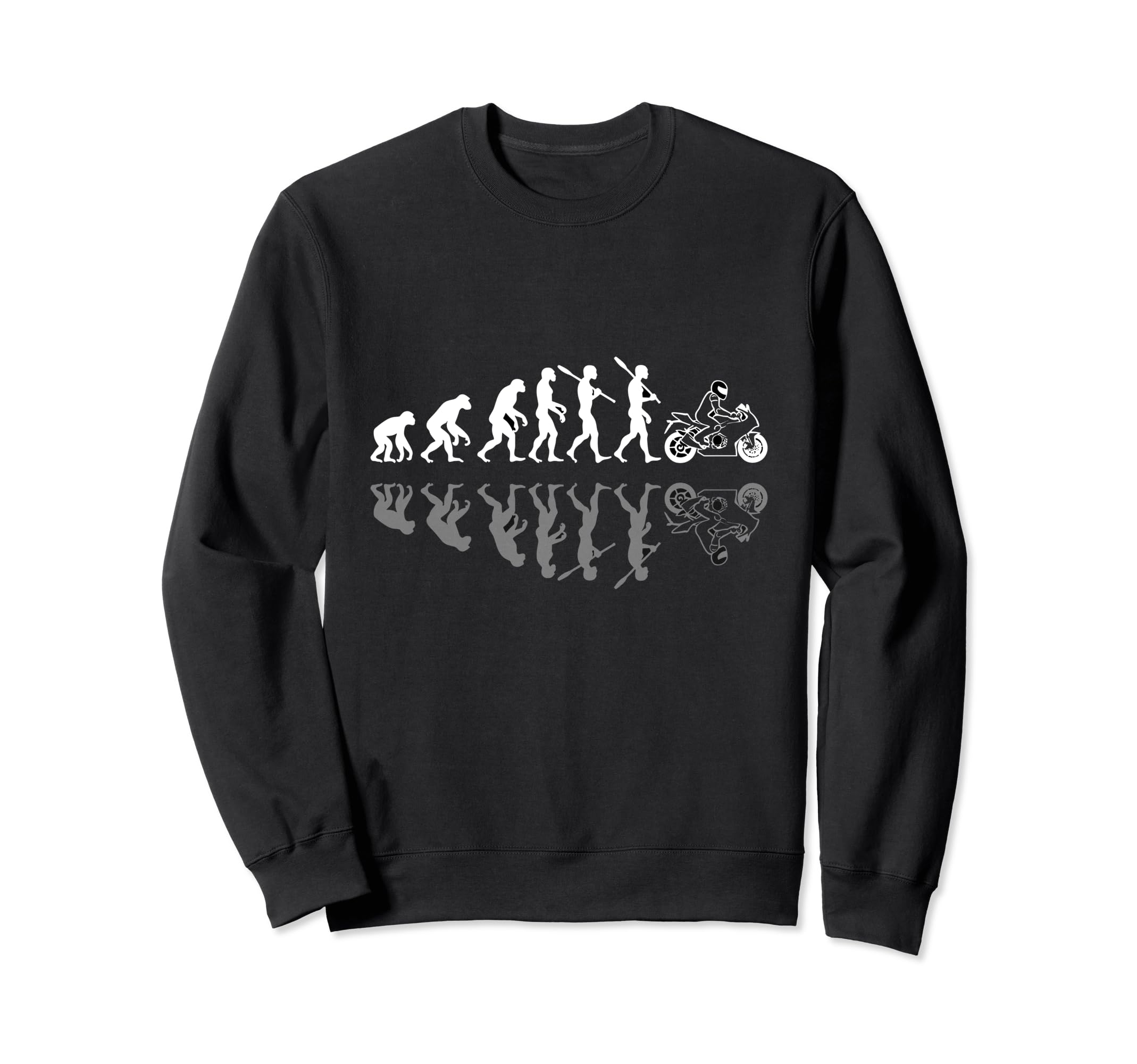 Motorcycle Evolution Shadow Sweatshirt - Fun Novelty Design for Adults - T-Shirt, Sweatshirt, Hoodie