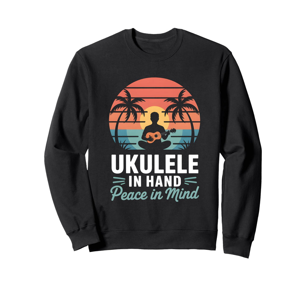 Ukulele Hand Peace Mind Beach Sweatshirt - Aesthetic Graphic Unisex - T-Shirt, Sweatshirt, Hoodie