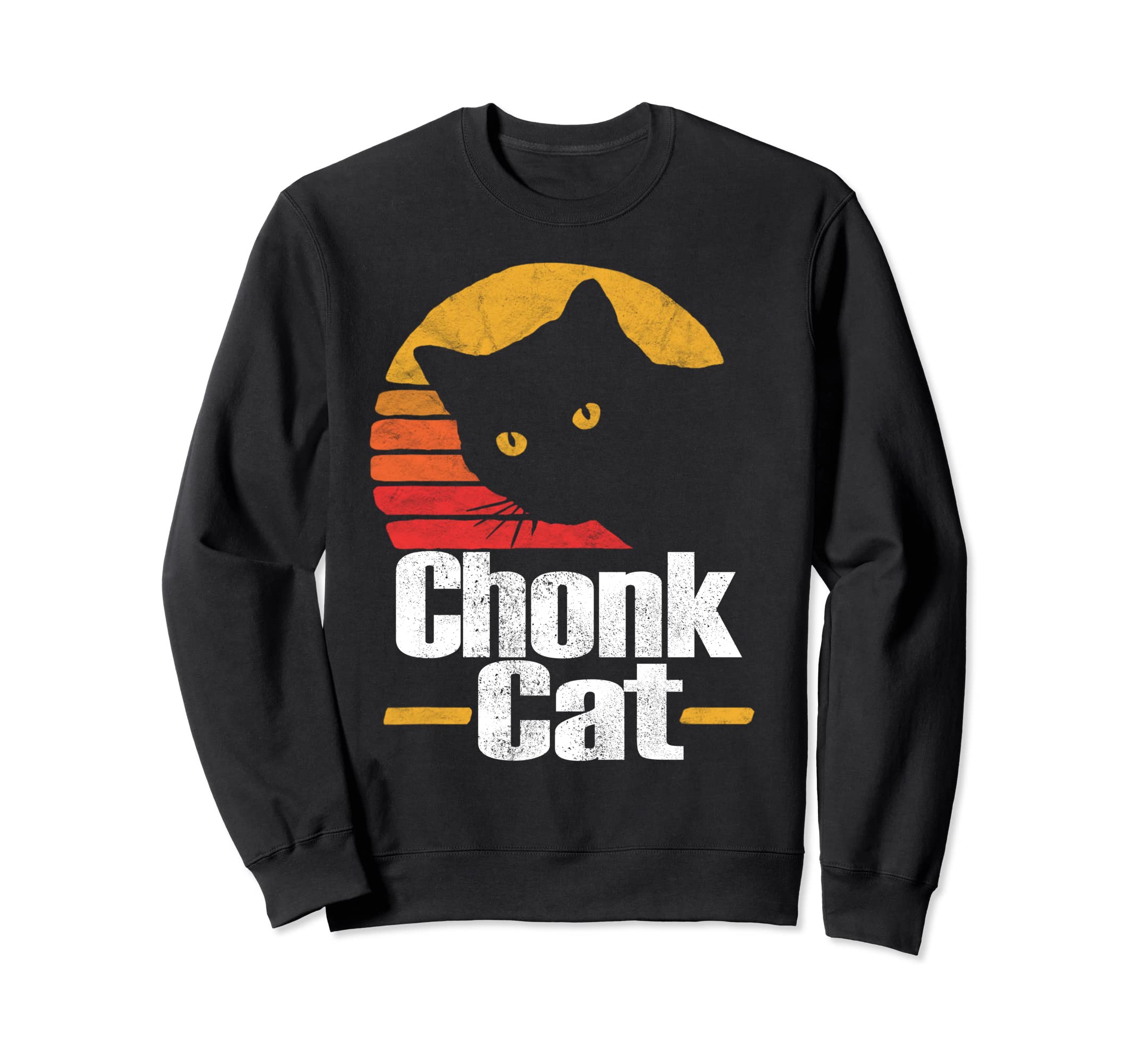 Chonk Cat Eighties Cat Distressed Sweatshirt - Minimalist Print Unisex - T-Shirt, Sweatshirt, Hoodie