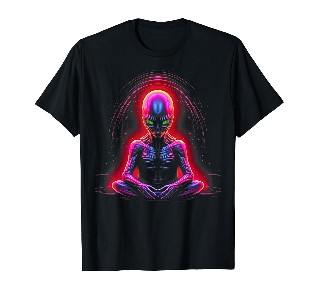 Synthwave Alien Buddha Cyberpunk 80S T-Shirt - Aesthetic Graphic Unisex - T-Shirt, Sweatshirt, Hoodie