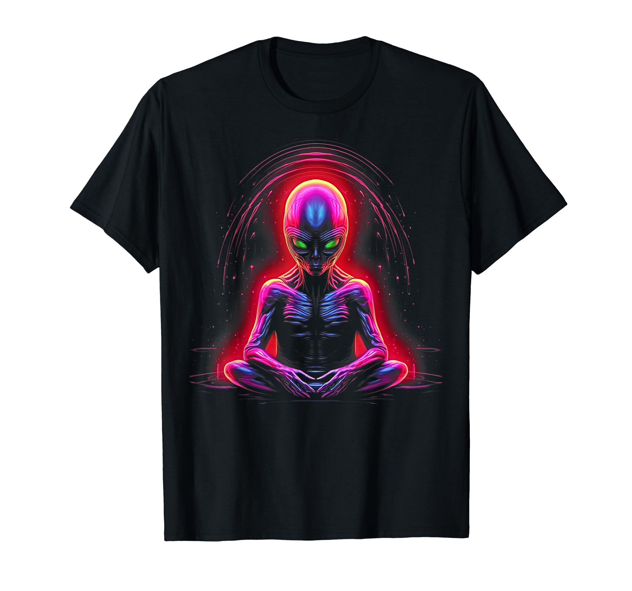 Synthwave Alien Buddha Cyberpunk 80S T-Shirt - Aesthetic Graphic Unisex - T-Shirt, Sweatshirt, Hoodie