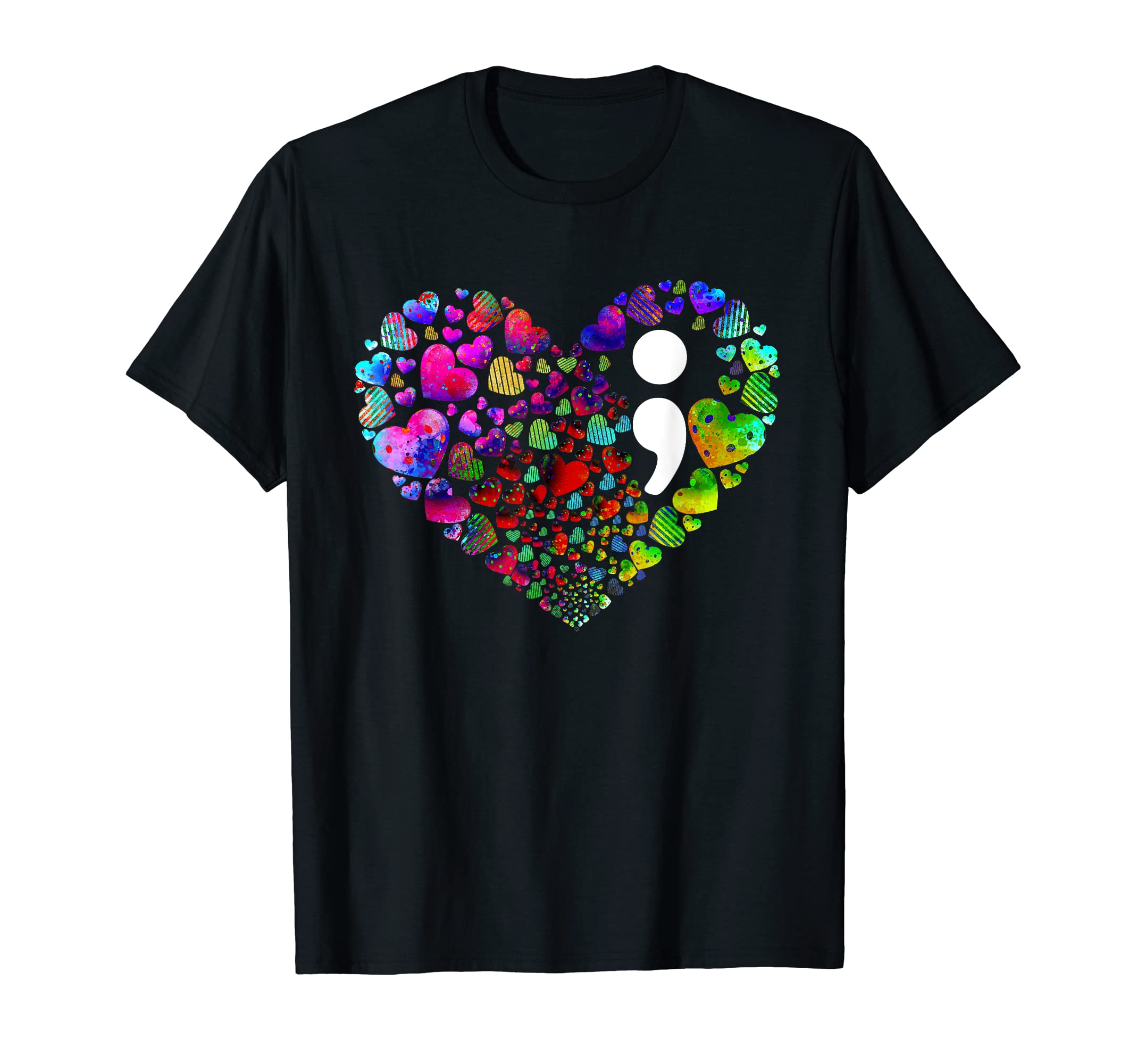 Punctuation Mark Semicolon Heart T-Shirt - Trendy Graphic for Adults - T-Shirt, Sweatshirt, Hoodie