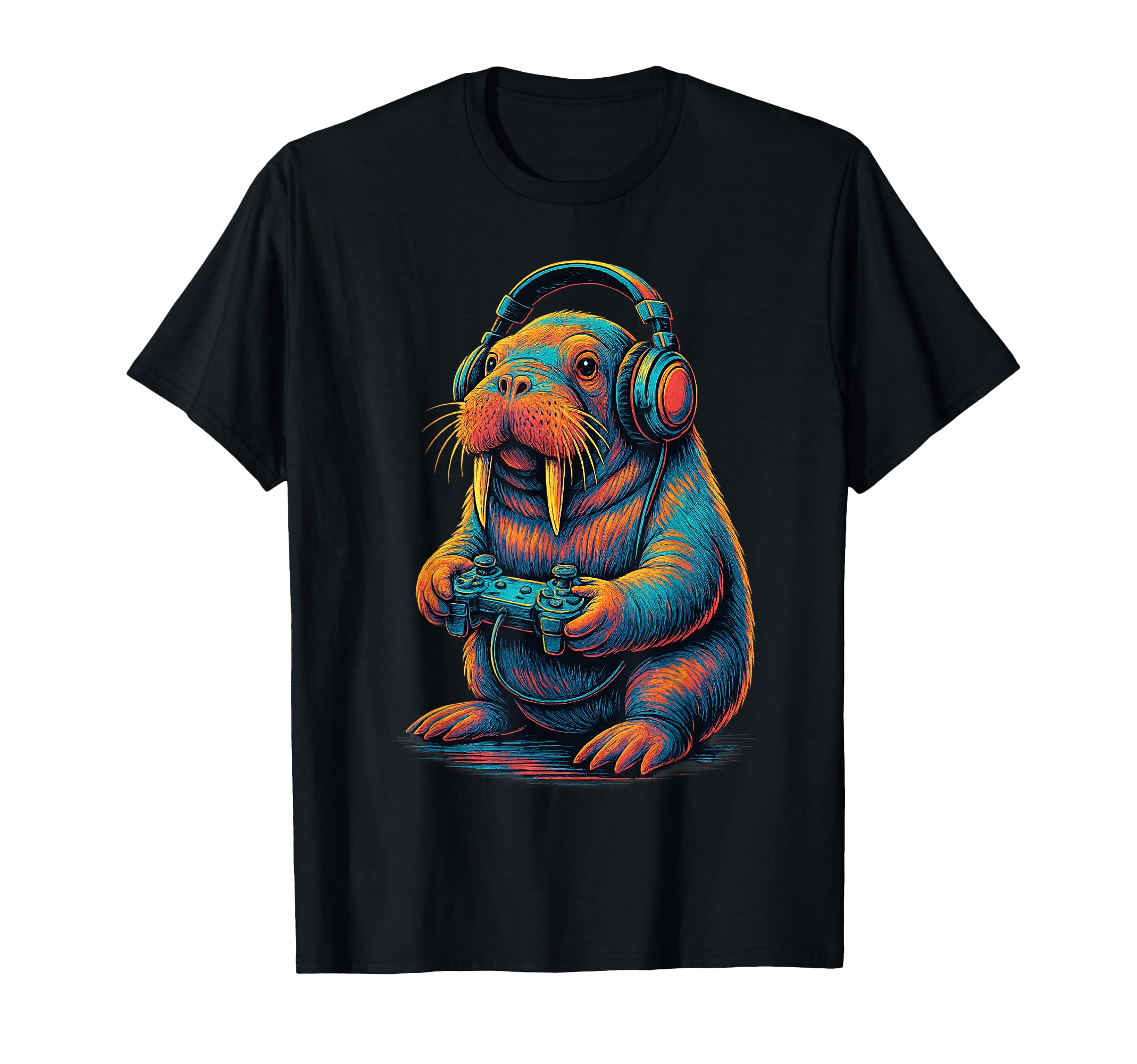 Walrus Gamer Gaming Animal Lover T-Shirt - Unique Graphic Men Women - T-Shirt, Sweatshirt, Hoodie