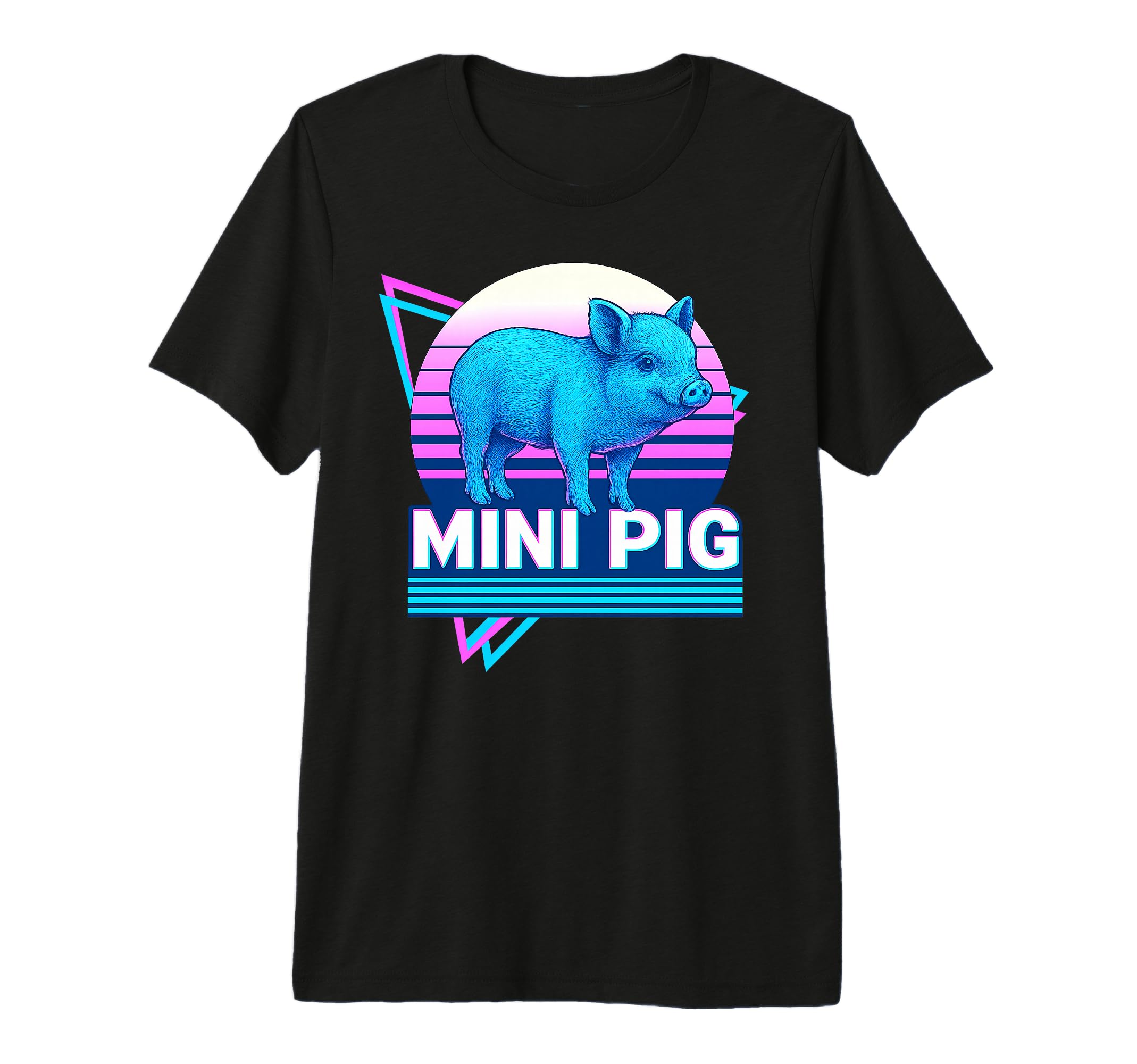 Mini Pig Synthwave Aesthetic Pet Lover T-Shirt - Novelty Apparel Unisex - T-Shirt, Sweatshirt, Hoodie